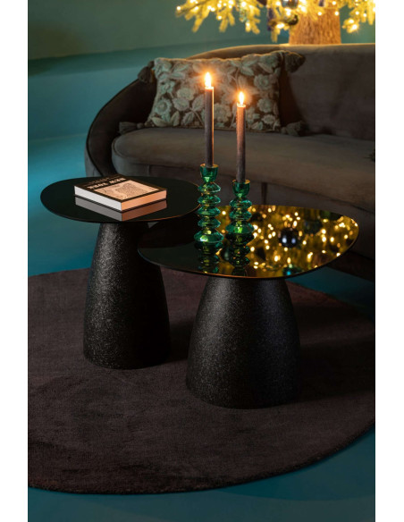 Duo tables basses verre noir métal Osvara J-Line - 2