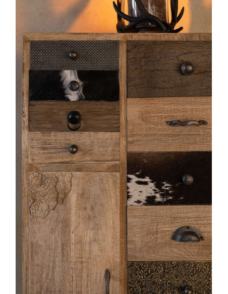 Chiffonnier bois de manguier 11 tiroirs Azyyna J-Line - 11