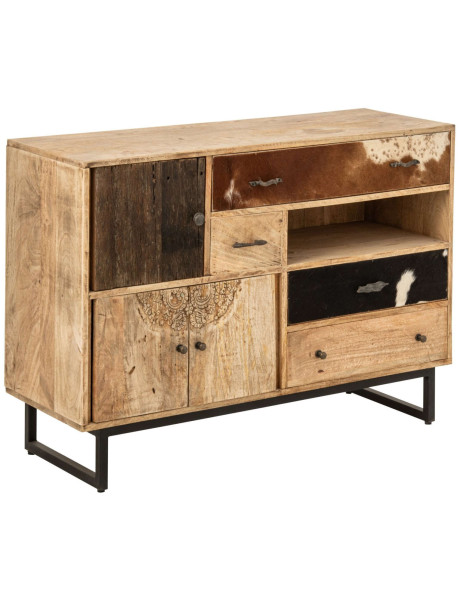 Buffet bas bois de manguier 3 portes 115x40x80 cm Azyyna J-Line - 1