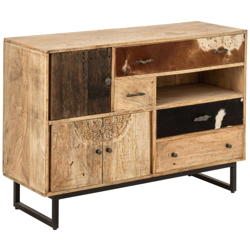 Buffet bas bois de manguier 3 portes 115x40x80 cm Azyyna J-Line - 1