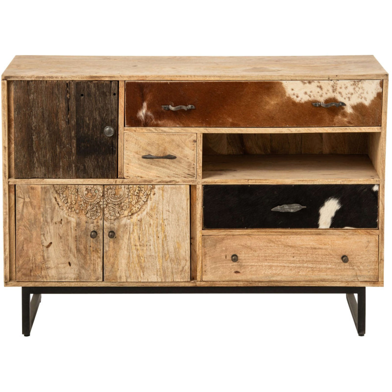Buffet bas bois de manguier 3 portes 115x40x80 cm Azyyna J-Line - 2