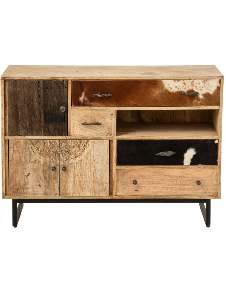Buffet bas bois de manguier 3 portes 115x40x80 cm Azyyna J-Line - 2