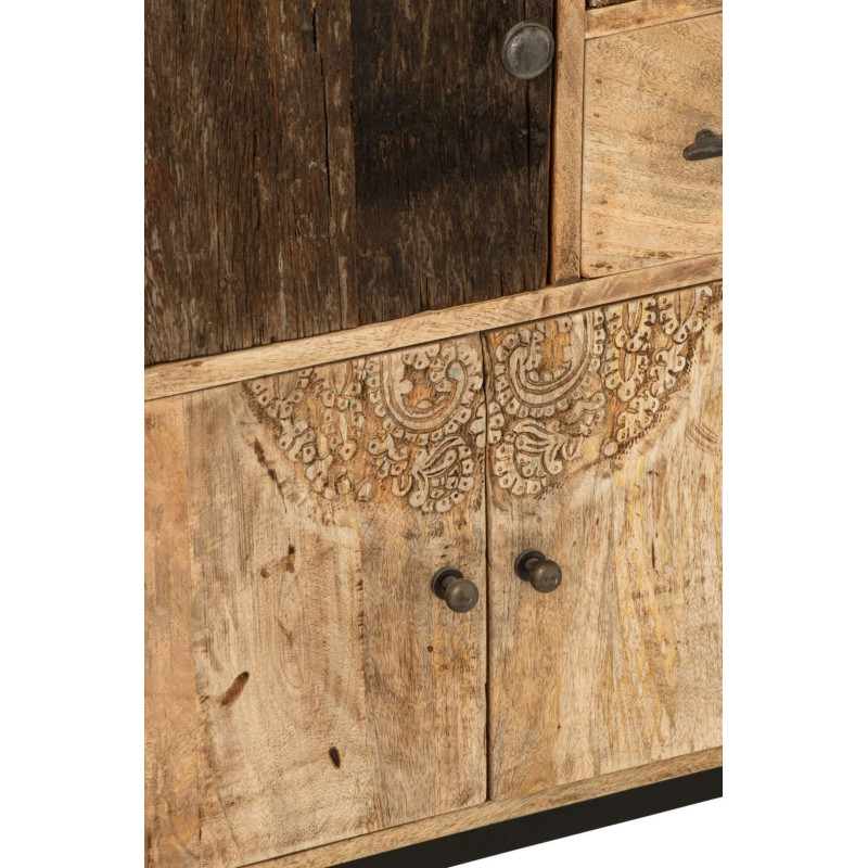 Buffet bas bois de manguier 3 portes 115x40x80 cm Azyyna J-Line - 4