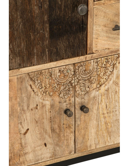 Buffet bas bois de manguier 3 portes 115x40x80 cm Azyyna J-Line - 4