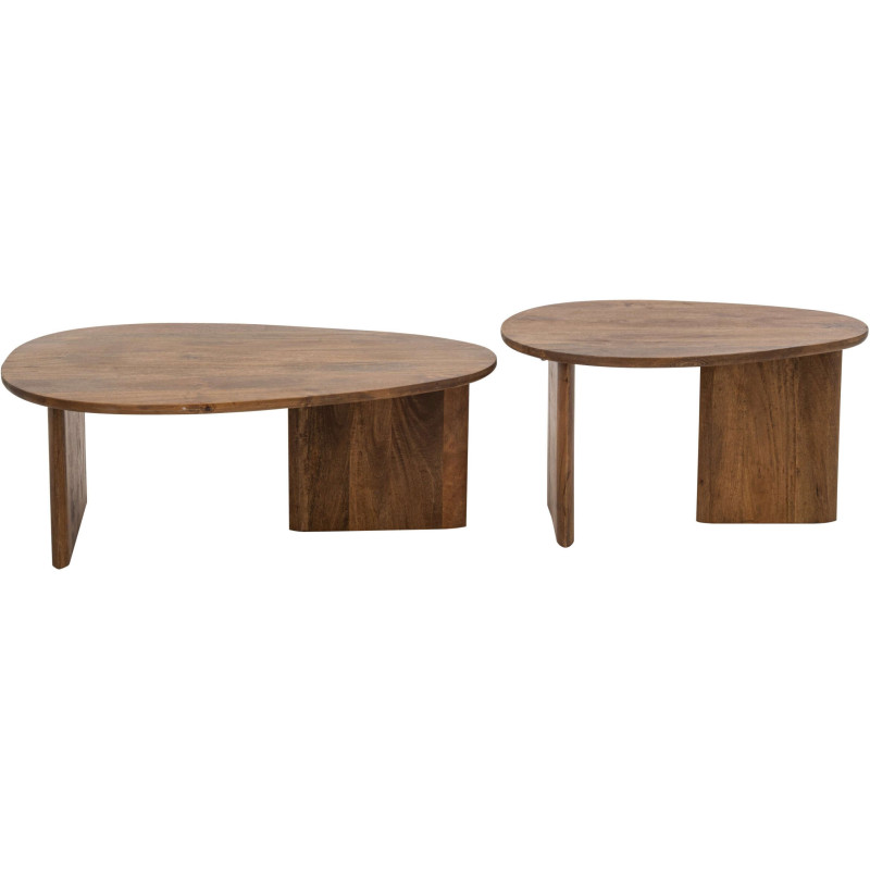 Lot de 2 tables basses bois de manguier naturel Aevali J-Line - 3