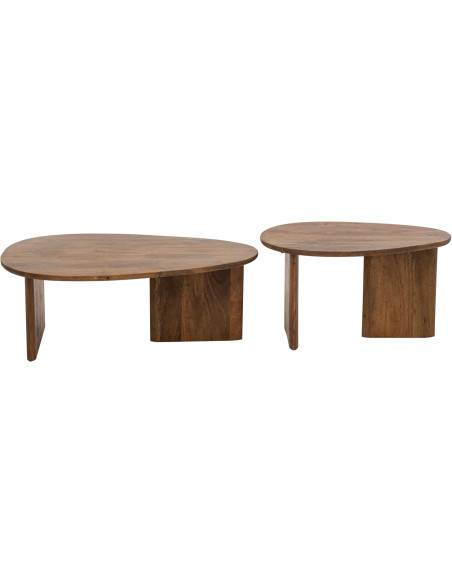 Lot de 2 tables basses bois de manguier naturel Aevali J-Line - 3