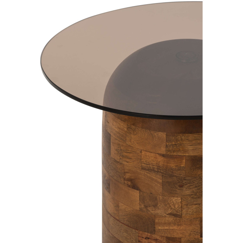 Bout de canapé rond verre ambré et manguier naturel Ivrila J-Line - 2