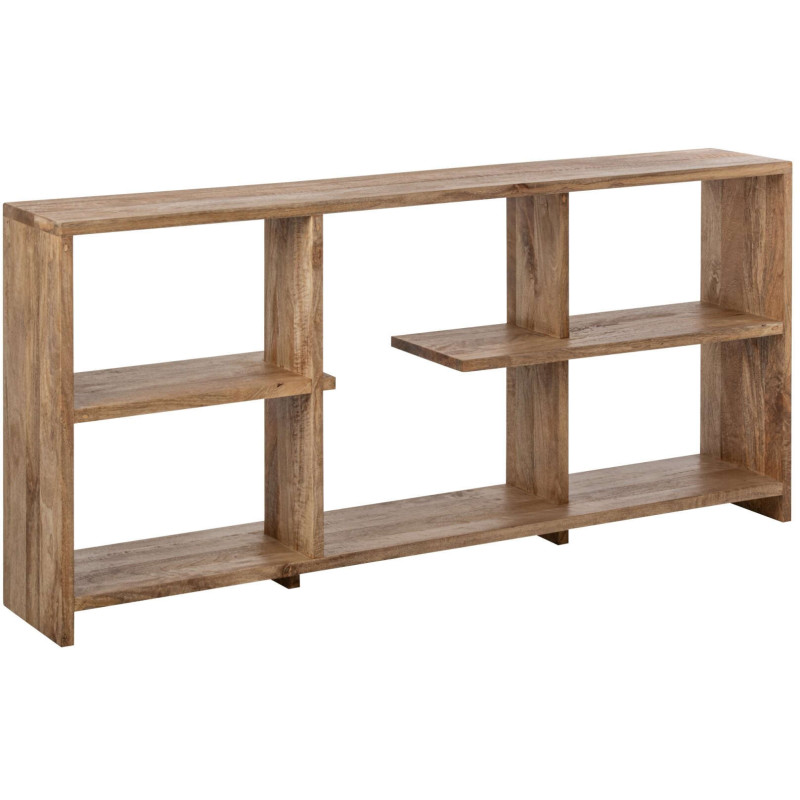 Bibliothèque basse bois de manguier naturel 172,5x30x79 cm Aevira J-Line - 1