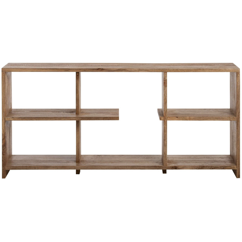 Bibliothèque basse bois de manguier naturel 172,5x30x79 cm Aevira J-Line - 3