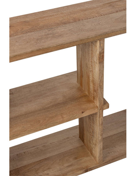 Bibliothèque basse bois de manguier naturel 172,5x30x79 cm Aevira J-Line - 6
