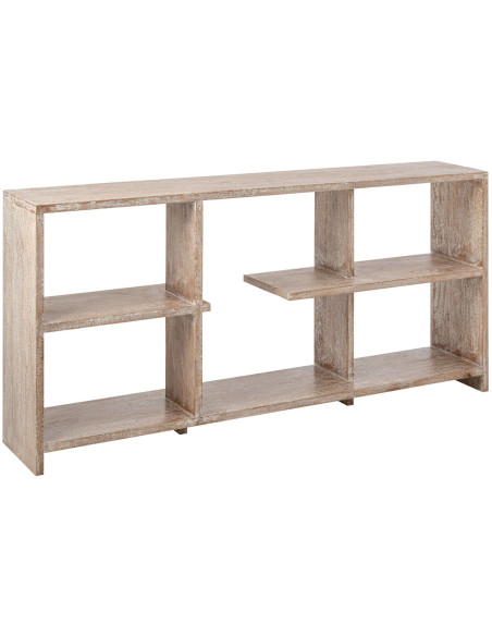 Bibliothèque basse bois de manguier blanc naturel Aevira J-Line - 1