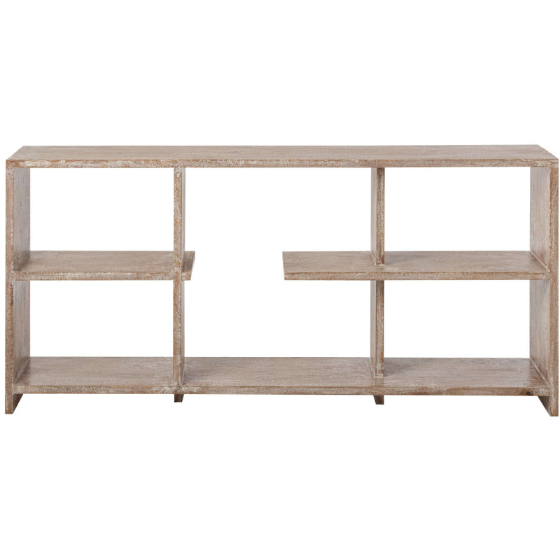 Bibliothèque basse bois de manguier blanc naturel Aevira J-Line - 3