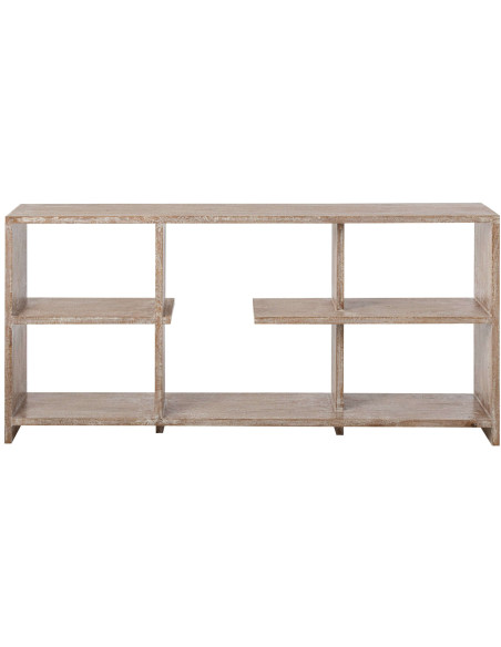 Bibliothèque basse bois de manguier blanc naturel Aevira J-Line - 3