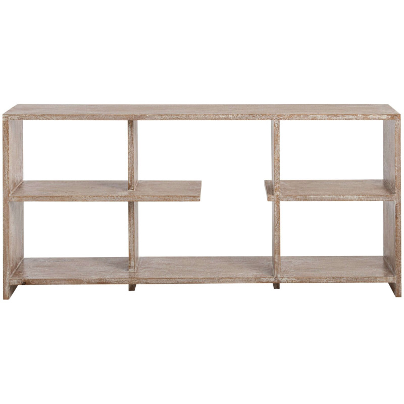 Bibliothèque basse bois de manguier blanc naturel Aevira J-Line - 4