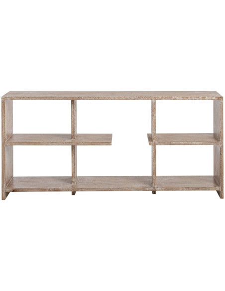 Bibliothèque basse bois de manguier blanc naturel Aevira J-Line - 4