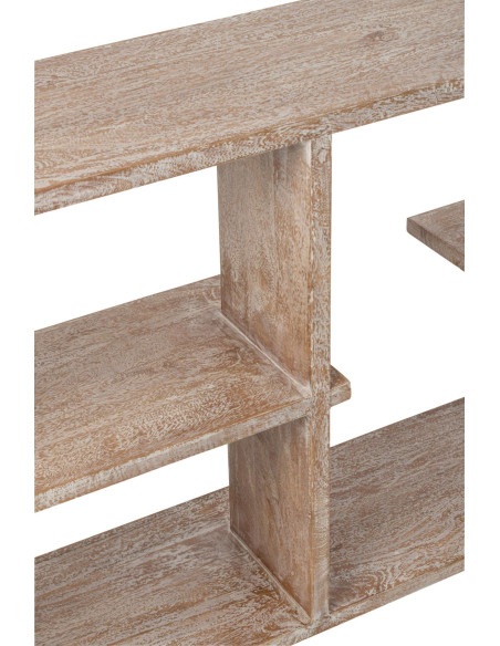 Bibliothèque basse bois de manguier blanc naturel Aevira J-Line - 7