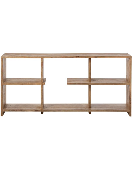Bibliothèque basse bois de manguier naturel 172,5x30x79 cm Aevira J-Line - 2