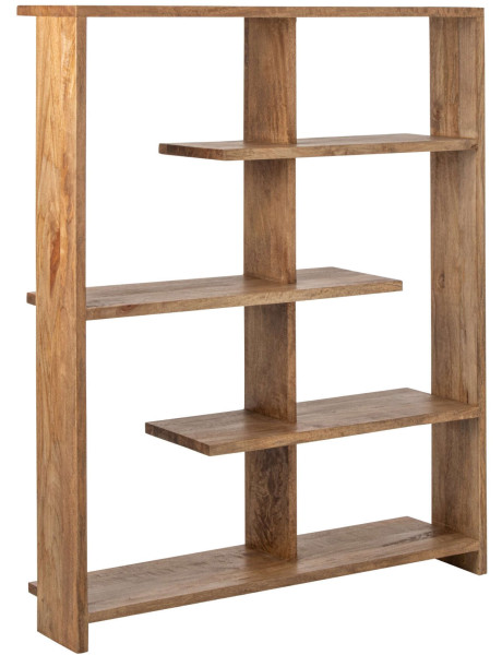 Bibliothèque ouverte bois de manguier naturel 120x30x146 cm Aevira J-Line - 1