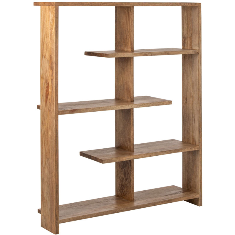 Bibliothèque ouverte bois de manguier naturel 120x30x146 cm Aevira J-Line - 1