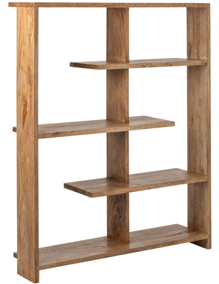 Bibliothèque ouverte bois de manguier naturel 120x30x146 cm Aevira J-Line - 1