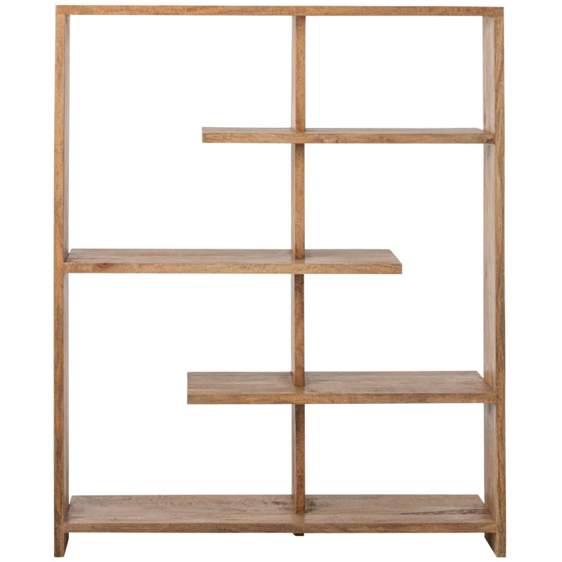 Bibliothèque ouverte bois de manguier naturel 120x30x146 cm Aevira J-Line - 3