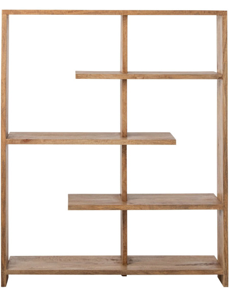 Bibliothèque ouverte bois de manguier naturel 120x30x146 cm Aevira J-Line - 3