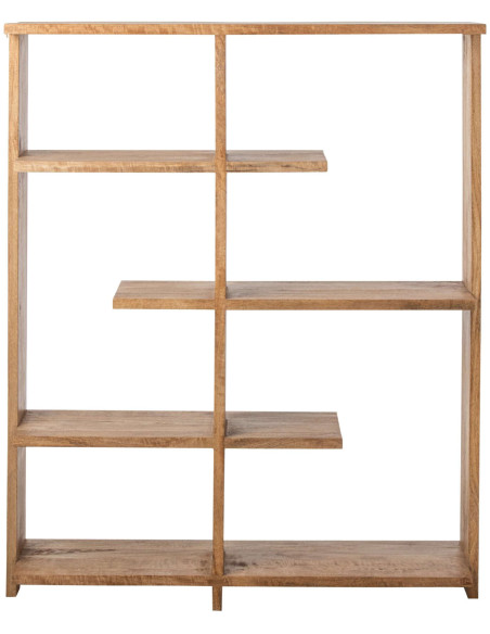 Bibliothèque ouverte bois de manguier naturel 120x30x146 cm Aevira J-Line - 5