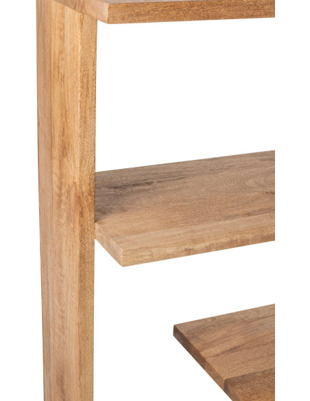 Bibliothèque ouverte bois de manguier naturel 120x30x146 cm Aevira J-Line - 7