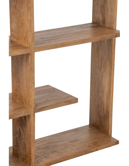 Bibliothèque ouverte bois de manguier naturel 120x30x146 cm Aevira J-Line - 8