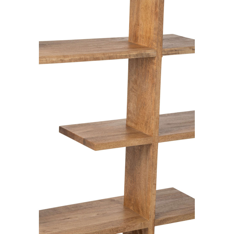 Bibliothèque ouverte bois de manguier naturel 120x30x146 cm Aevira J-Line - 9