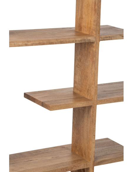 Bibliothèque ouverte bois de manguier naturel 120x30x146 cm Aevira J-Line - 9