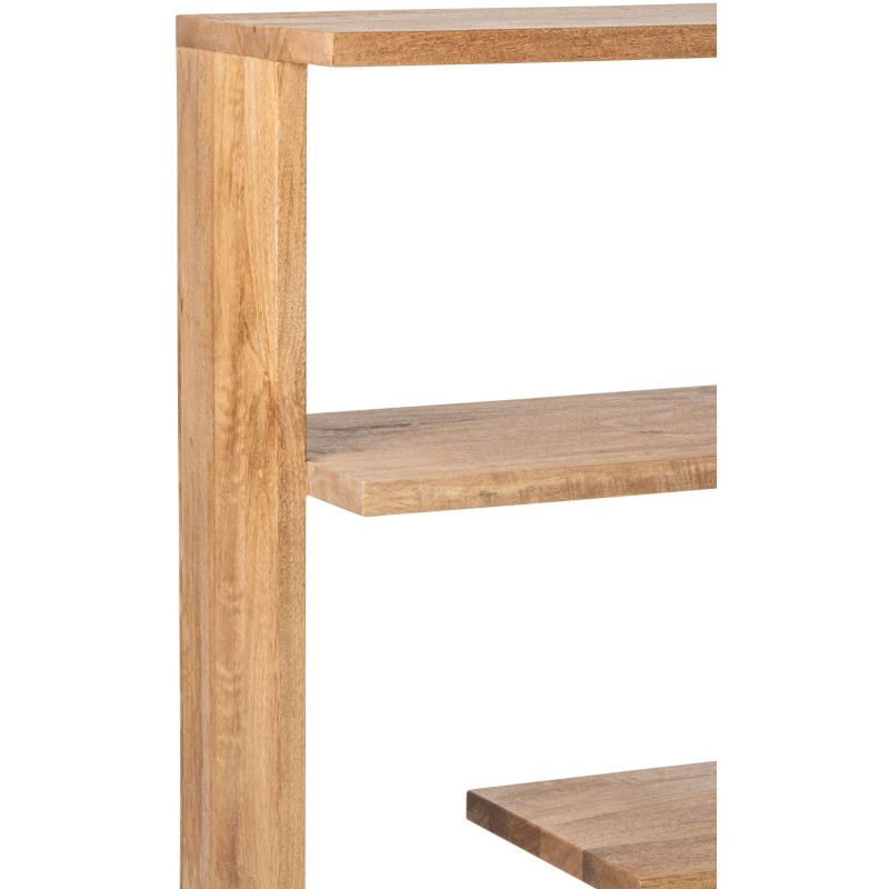 Bibliothèque ouverte bois de manguier naturel 120x30x146 cm Aevira J-Line - 10