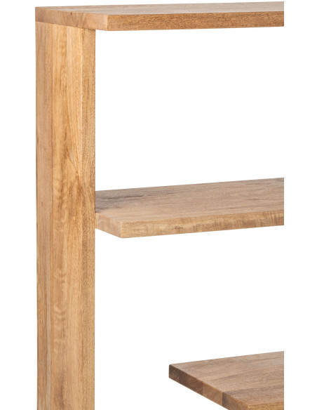 Bibliothèque ouverte bois de manguier naturel 120x30x146 cm Aevira J-Line - 10