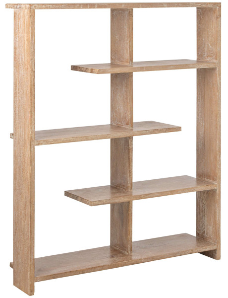 Bibliothèque ouverte bois de manguier blanc cassé et naturel 120x30x146 cm Aevira J-Line - 1