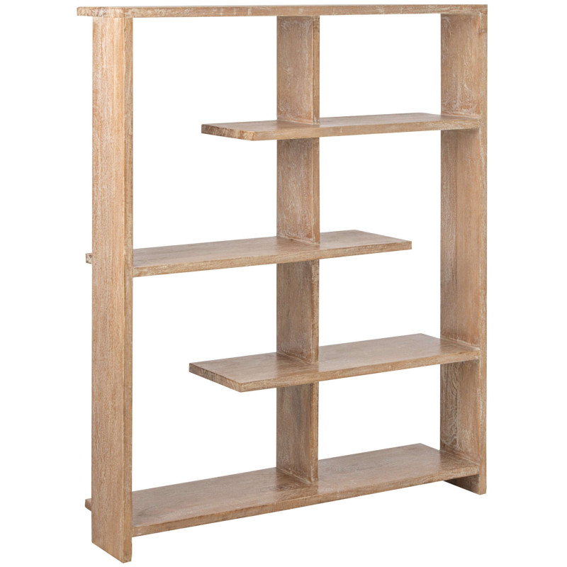 Bibliothèque ouverte bois de manguier blanc cassé et naturel 120x30x146 cm Aevira J-Line - 1