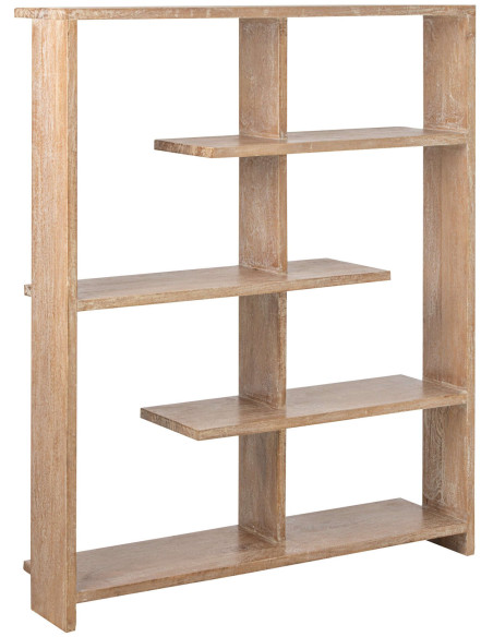 Bibliothèque ouverte bois de manguier blanc cassé et naturel 120x30x146 cm Aevira J-Line - 1