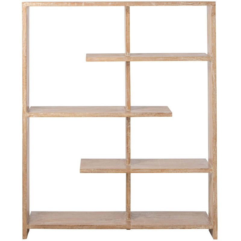 Bibliothèque ouverte bois de manguier blanc cassé et naturel 120x30x146 cm Aevira J-Line - 2