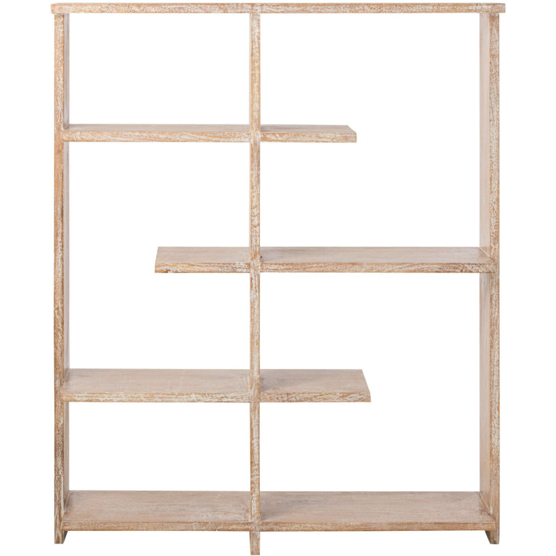 Bibliothèque ouverte bois de manguier blanc cassé et naturel 120x30x146 cm Aevira J-Line - 4