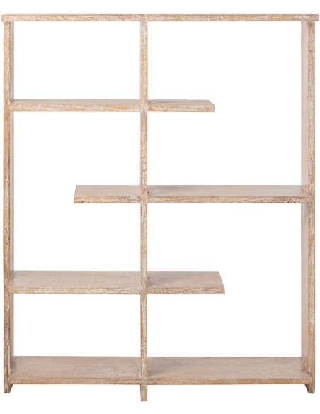 Bibliothèque ouverte bois de manguier blanc cassé et naturel 120x30x146 cm Aevira J-Line - 4