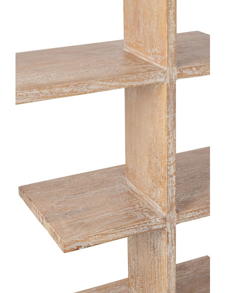 Bibliothèque ouverte bois de manguier blanc cassé et naturel 120x30x146 cm Aevira J-Line - 6