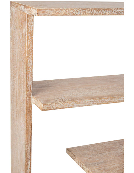 Bibliothèque ouverte bois de manguier blanc cassé et naturel 120x30x146 cm Aevira J-Line - 7