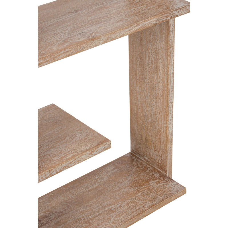 Bibliothèque ouverte bois de manguier blanc cassé et naturel 120x30x146 cm Aevira J-Line - 8