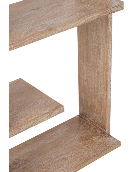 Bibliothèque ouverte bois de manguier blanc cassé et naturel 120x30x146 cm Aevira J-Line - 8