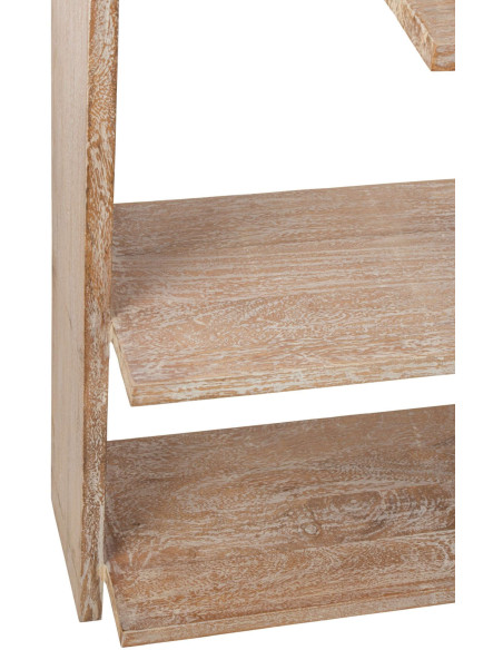 Bibliothèque ouverte bois de manguier blanc cassé et naturel 120x30x146 cm Aevira J-Line - 9