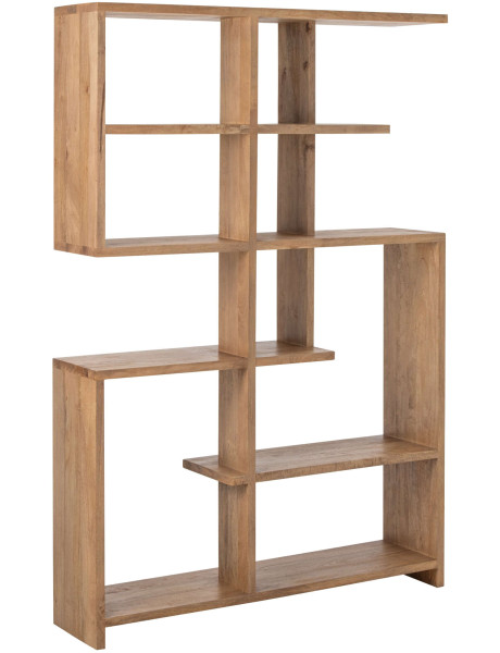 Bibliothèque asymétrique bois de manguier naturel 120x30x180 cm Aevira J-Line - 1