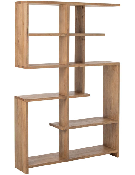 Bibliothèque asymétrique bois de manguier naturel 120x30x180 cm Aevira J-Line - 1