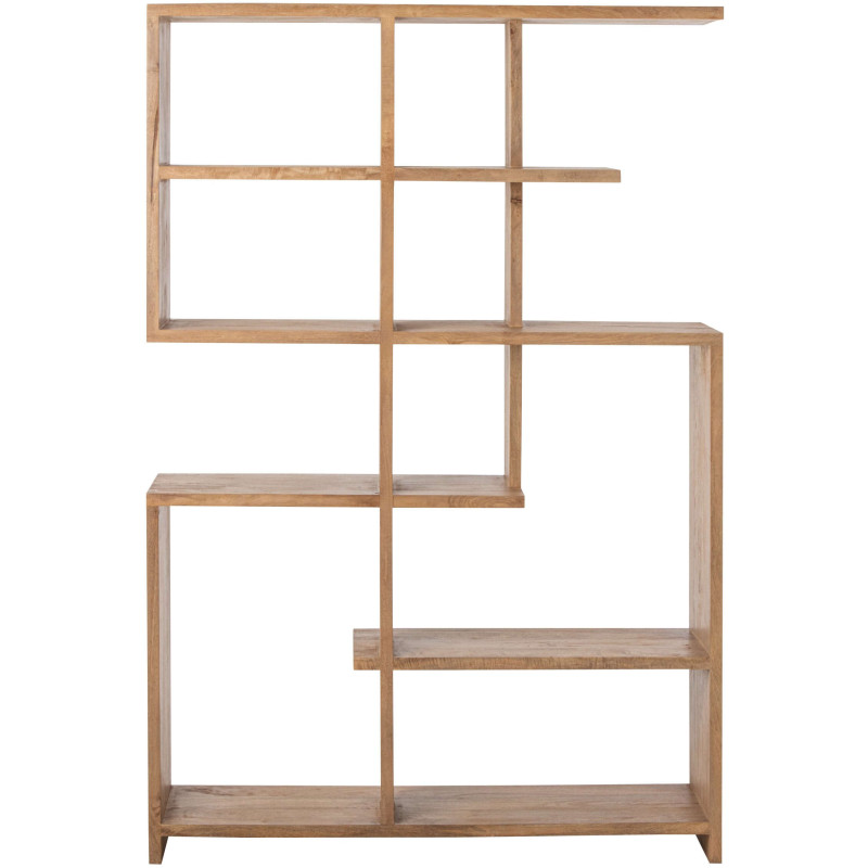 Bibliothèque asymétrique bois de manguier naturel 120x30x180 cm Aevira J-Line - 2