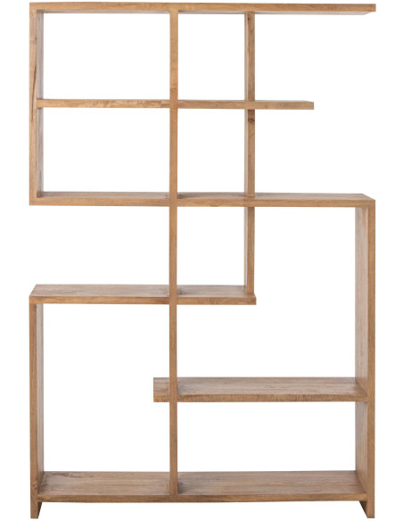Bibliothèque asymétrique bois de manguier naturel 120x30x180 cm Aevira J-Line - 2