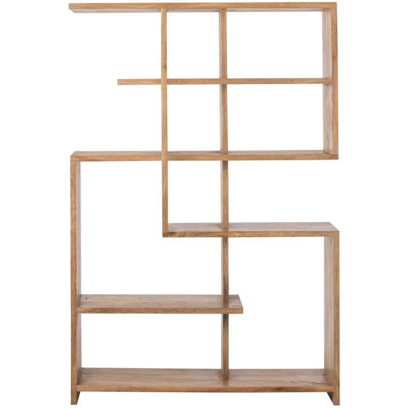 Bibliothèque asymétrique bois de manguier naturel 120x30x180 cm Aevira J-Line - 4