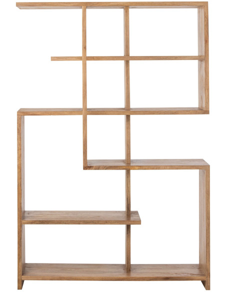 Bibliothèque asymétrique bois de manguier naturel 120x30x180 cm Aevira J-Line - 4